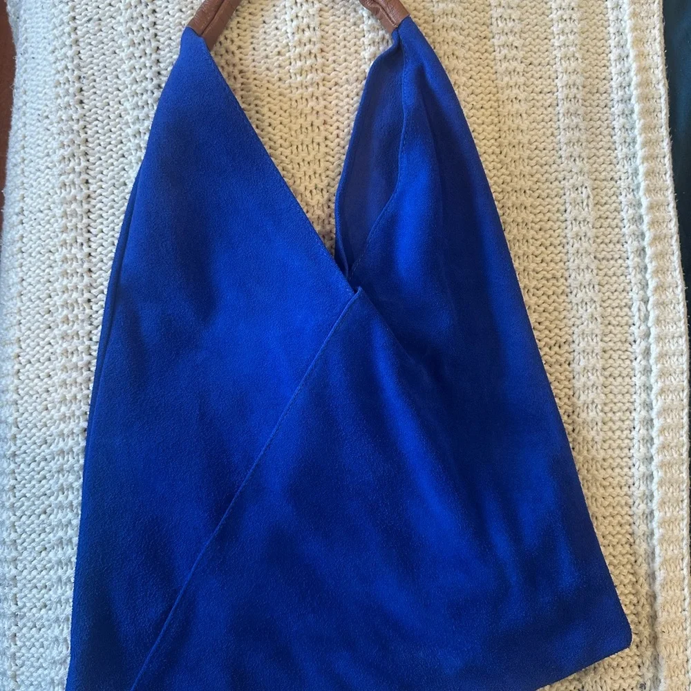 Vibrant Blue Suede Bag - Picture 1 of 5